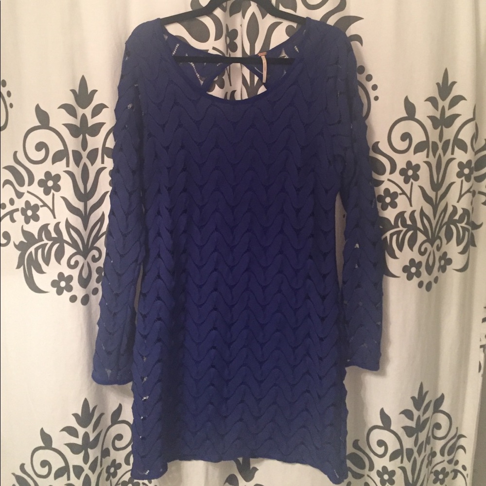 Free People zigzag crochet dress - royal blue