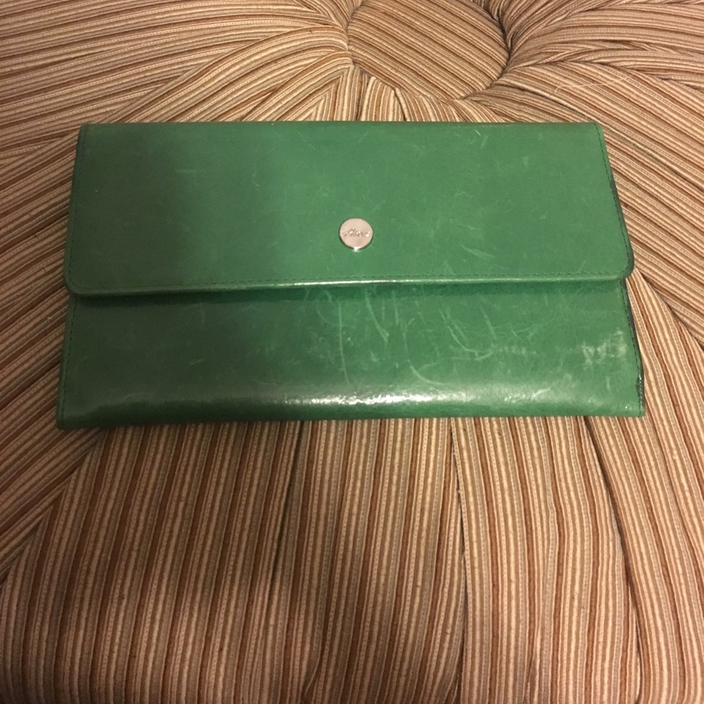 Aloas green leather large wallet