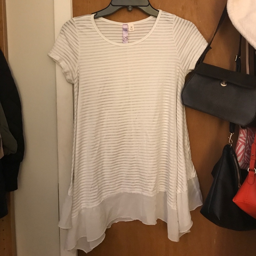 Boutique Bought Semi-Sheer Flowy White Top