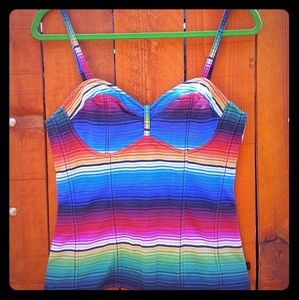Rainbow Stripped Bustier Shirt