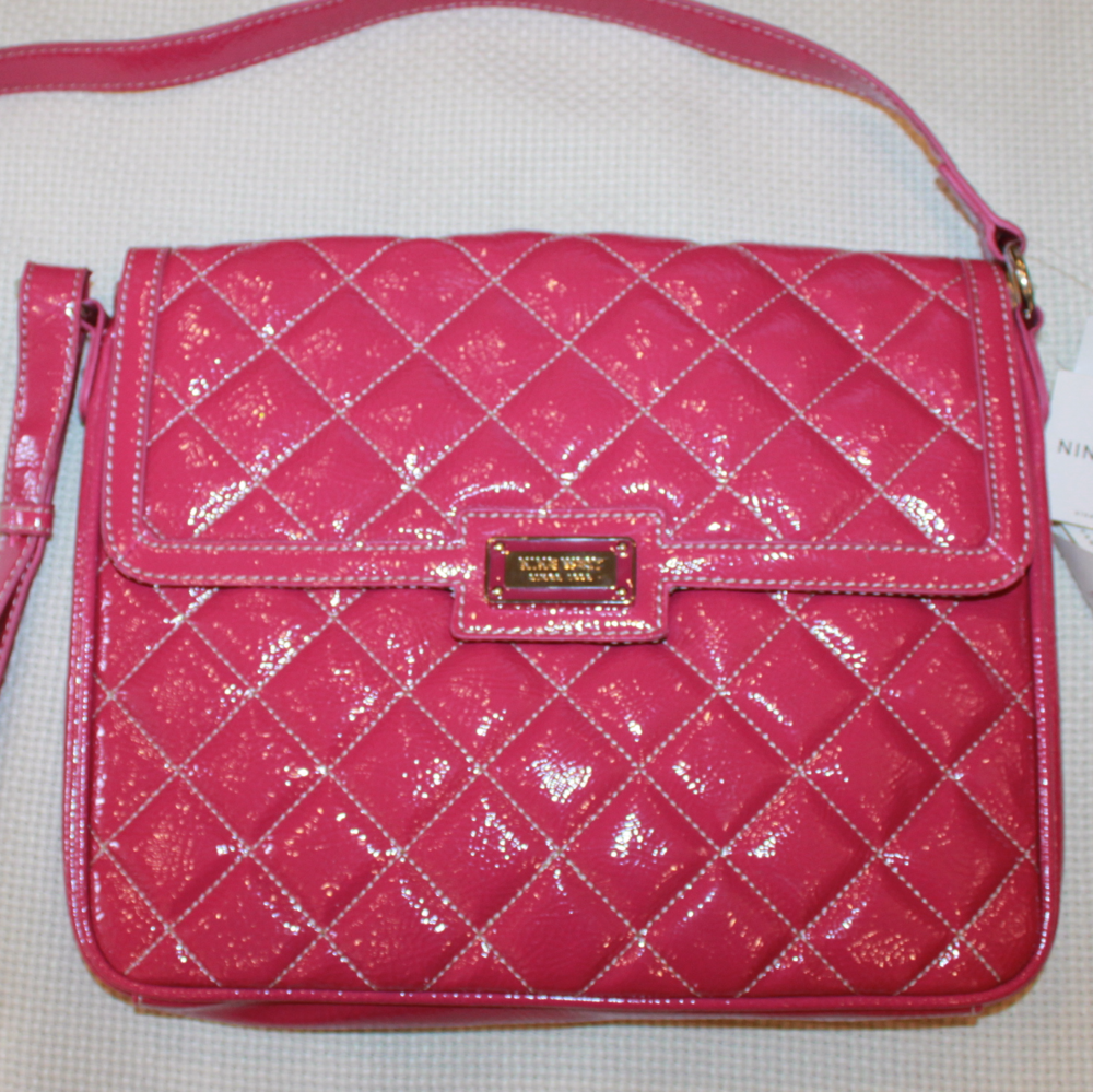 Nine West Pink Quilted iPad Crossbody Purse