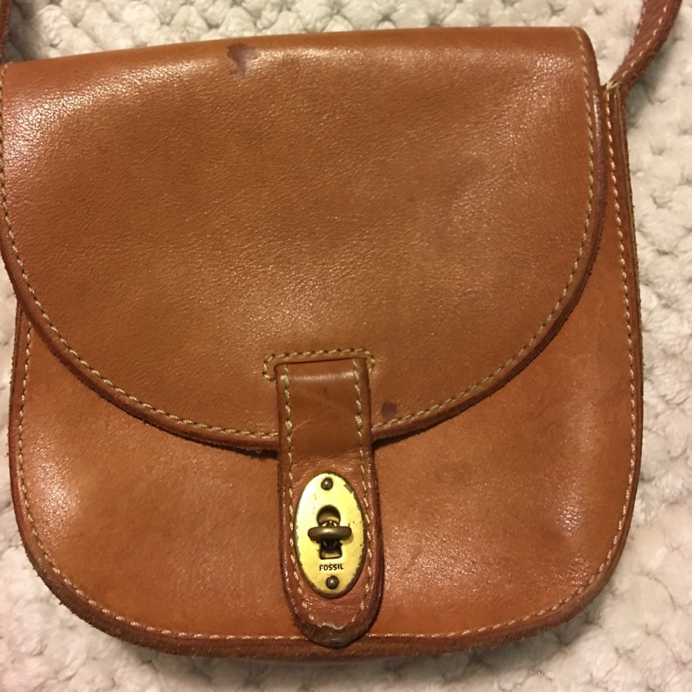 Leather Fossil cross body purse