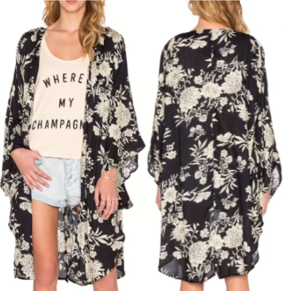 Flowy KIMONO Floral Maxi Coverup Sandrine Duster - Picture 2 of 3