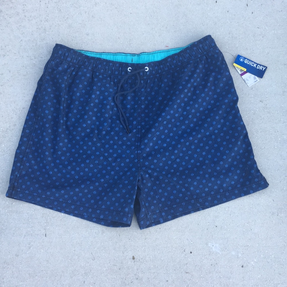 Nautica Blue Navy Lined Swim Trunks Board Shorts
