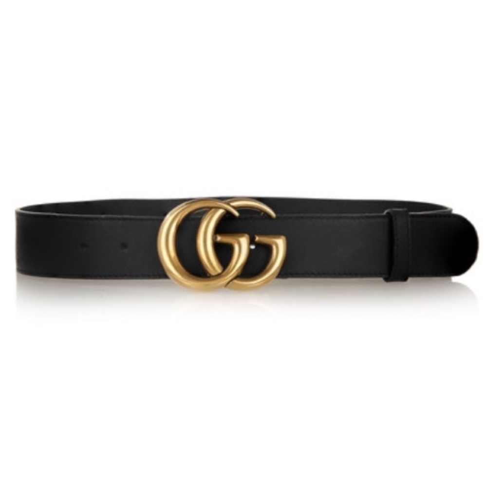 Auth. Gucci wide leather black belt sz80