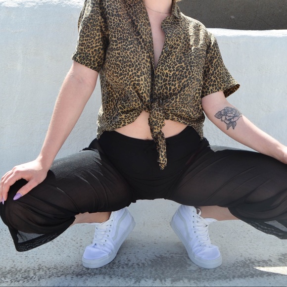 ❗️SOLD❗️Vintage High Waisted Mesh Pants - Picture 1 of 3