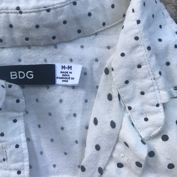 BDG white and black polka dot button up blouse - Picture 2 of 3