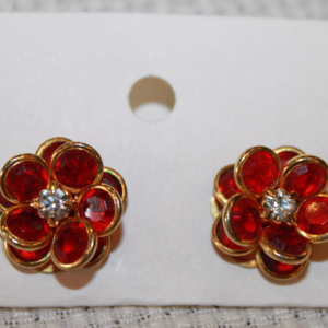Vintage red flower earrings