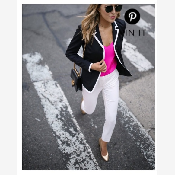 Milly of New York Jackets & Blazers - Milly- size 2 navy blue blazer with ivory trim.