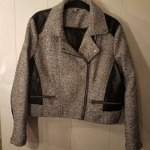 Tweed and Leather Moto Jacket