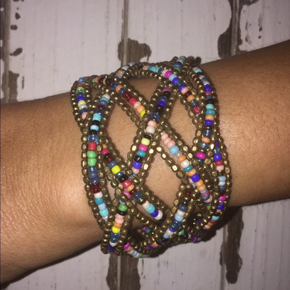 Colorful multi bead cuff bracelet!