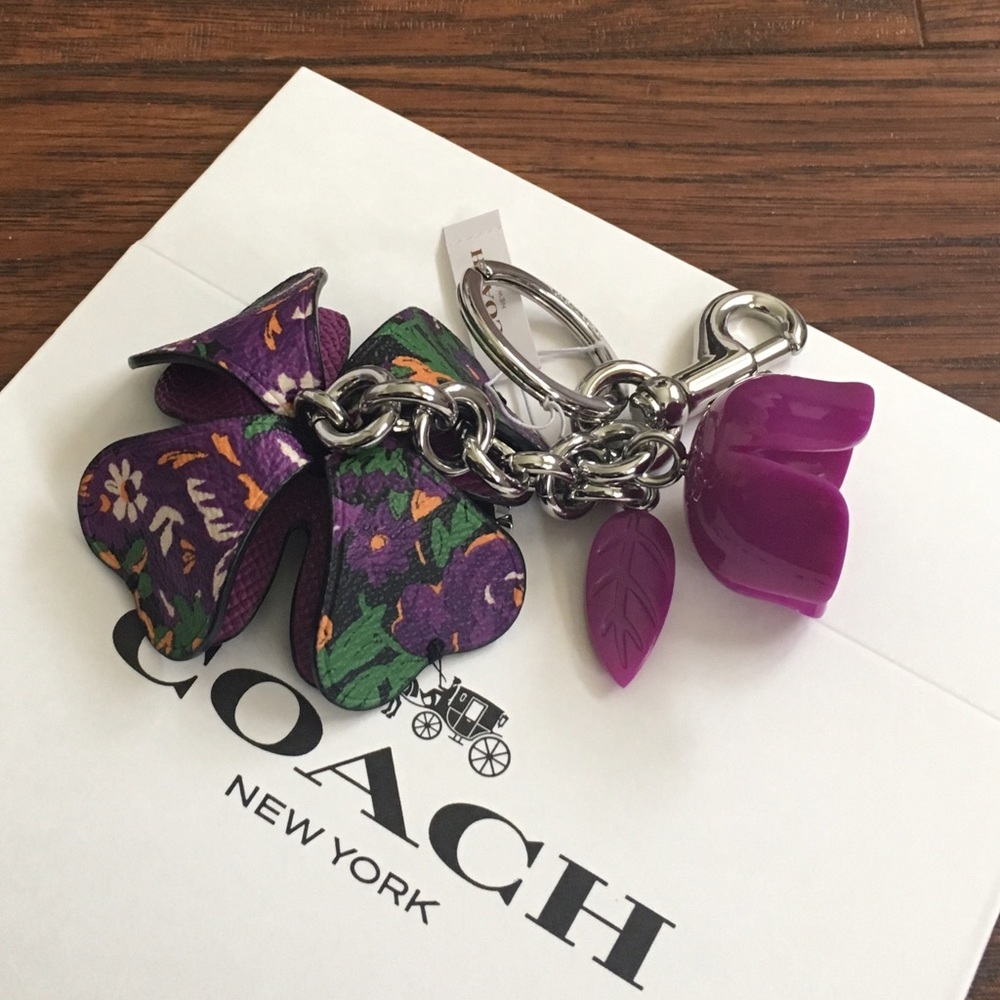 COACH Purple Flower Charm/Keychain