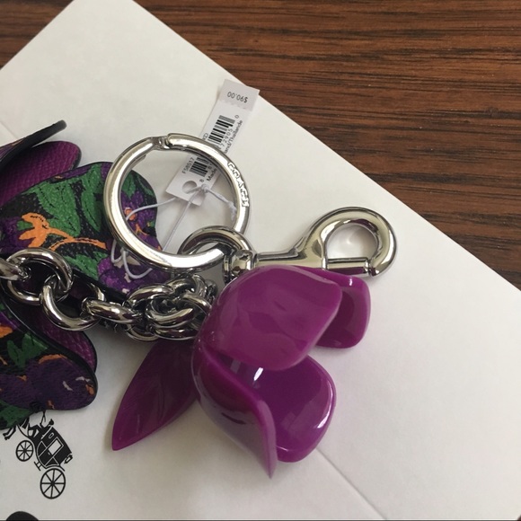 COACH Purple Flower Charm/Keychain - Picture 2 of 8