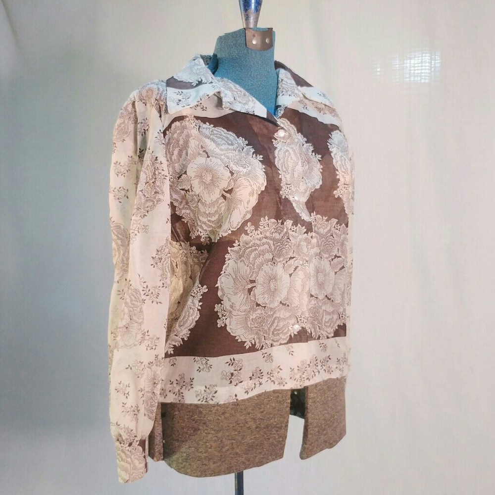 Vintage 1970s handmade sheer button down blouse