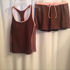 Swimsuit Brown With Pink Trimming
