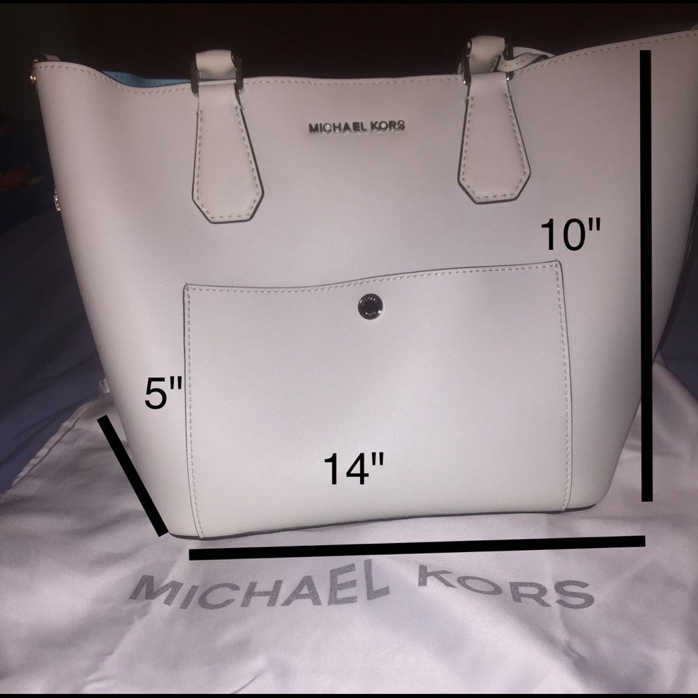 Women's white Michael Kors leather two-way bag.