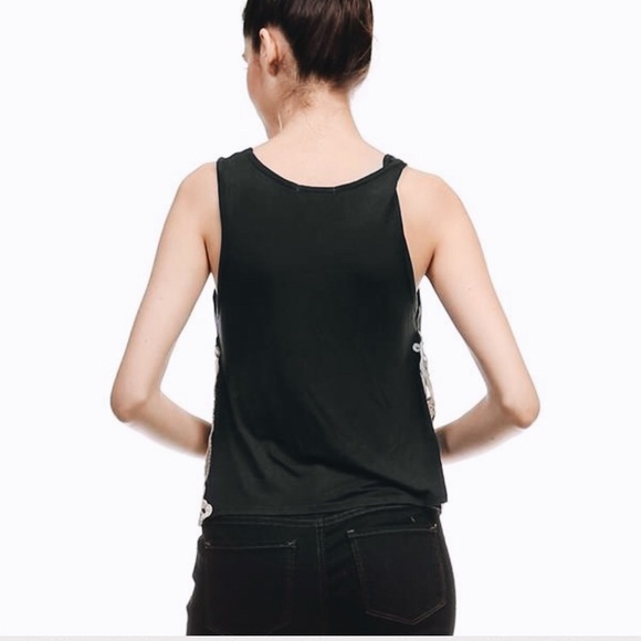 Sale! Black crop tank with crochet lace trim - Picture 3 of 3