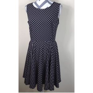 {Maison Jules} Black Polka Dot Fit and Flare Dress