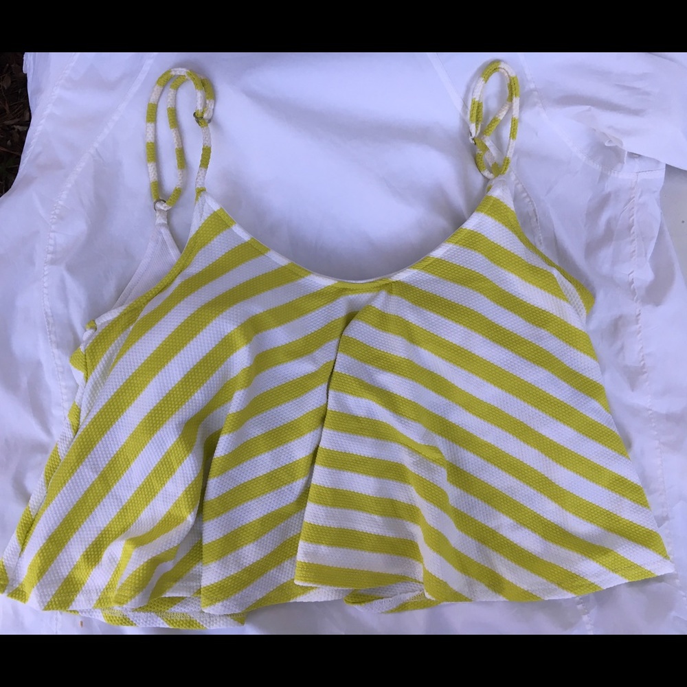 Kortni Jeane Swimmers Lime Stripes Swing Top NWOT