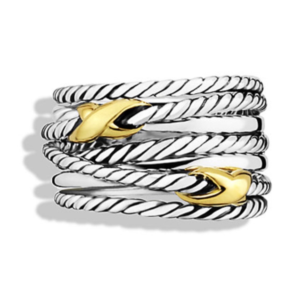 {David Yurman} Double X Crossover Ring