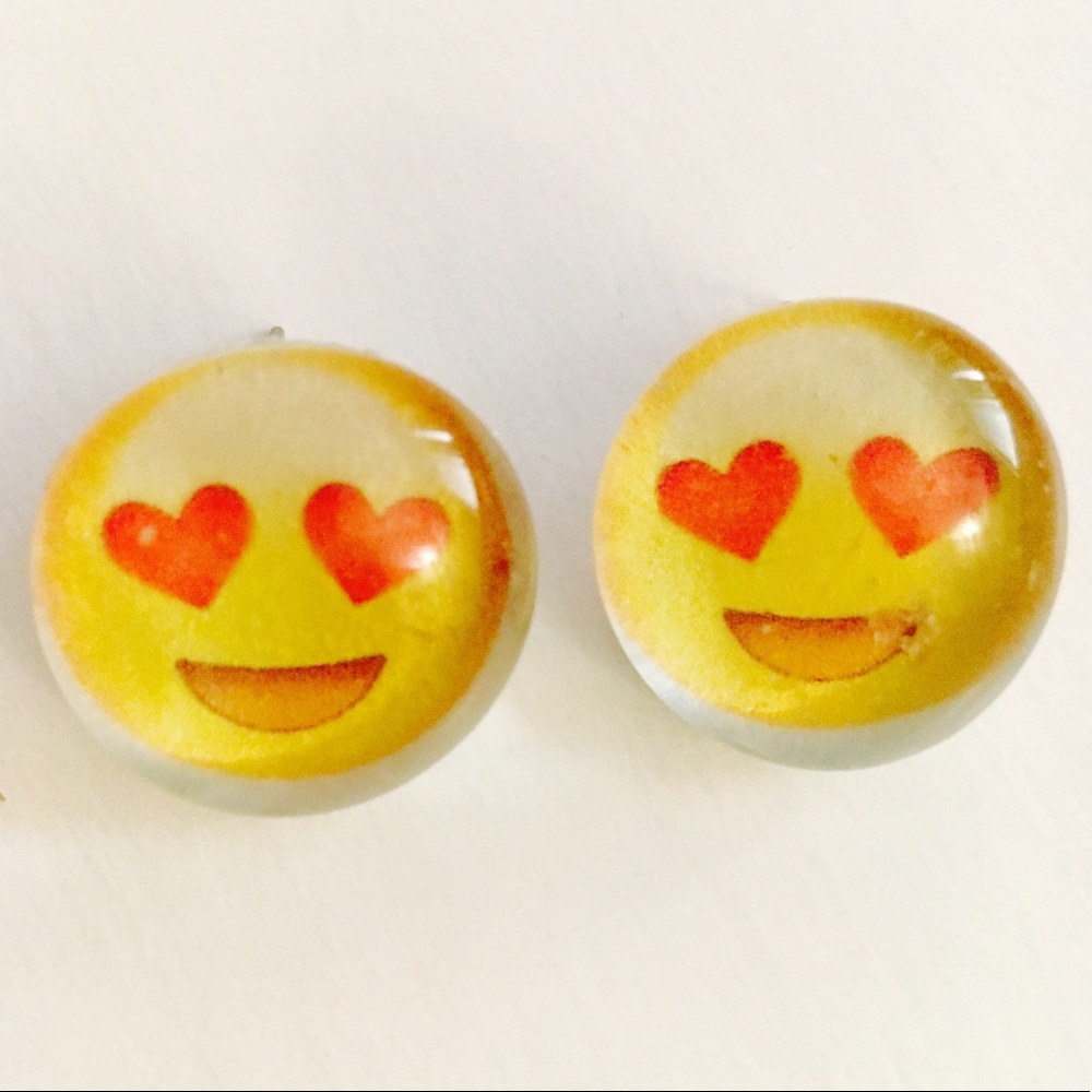 Glass Emoji Heart Love Earrings