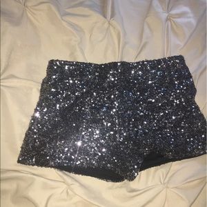 Sequin Dark Black Gray Shorts