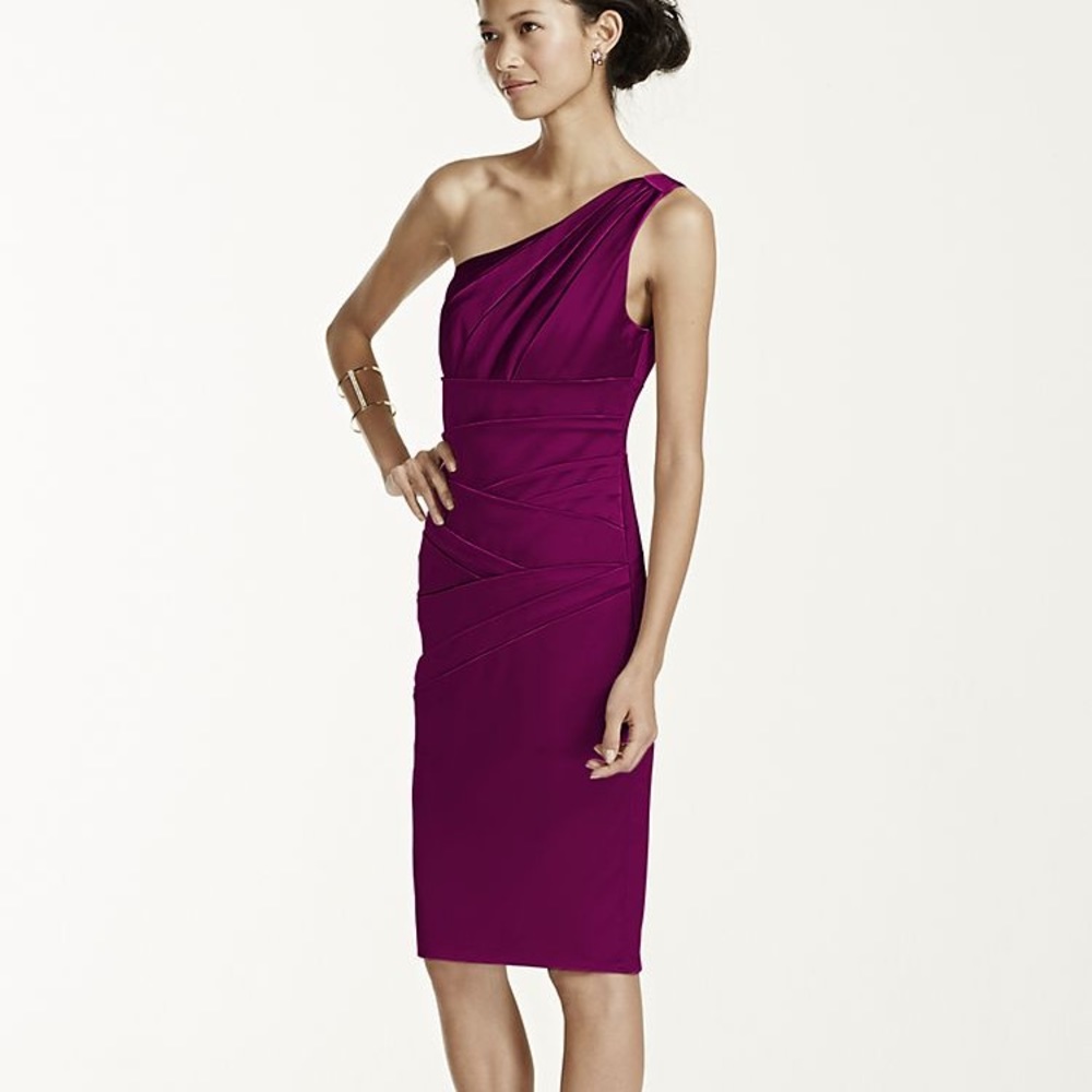 David's Bridal Sangria Bridesmaid Dress