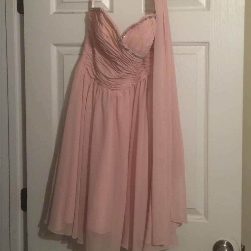 Blush bridesmaid dress with jewels