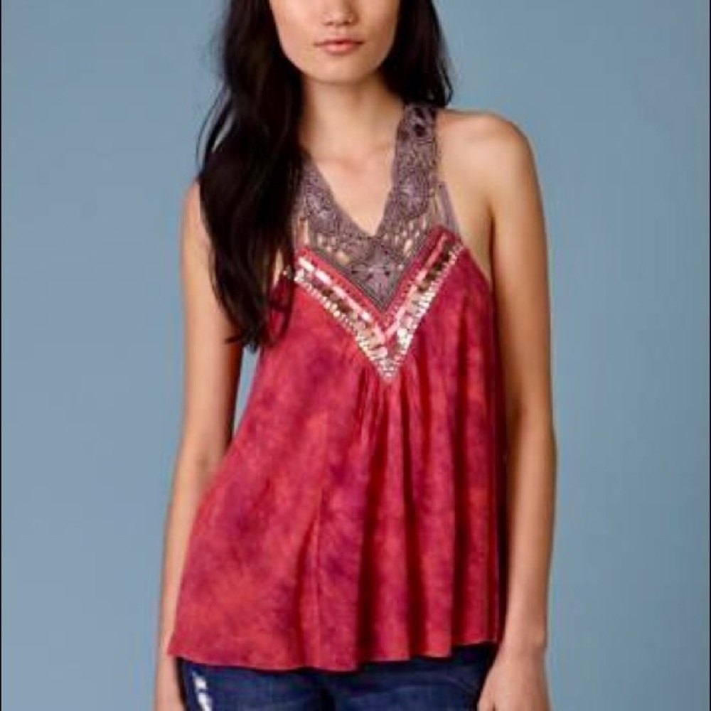 NWOT Free people pink tie dye boho flowy tank