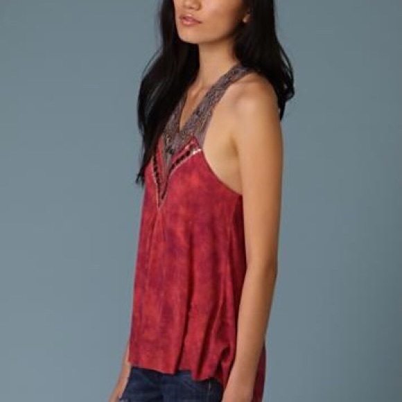 NWOT Free people pink tie dye boho flowy tank - Picture 2 of 8