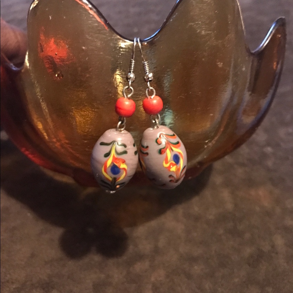 Light purple multi color hanging earrings