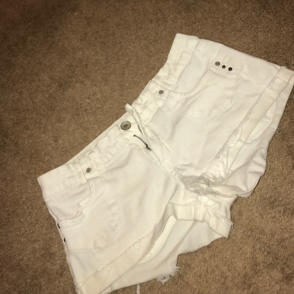 White jean shorts