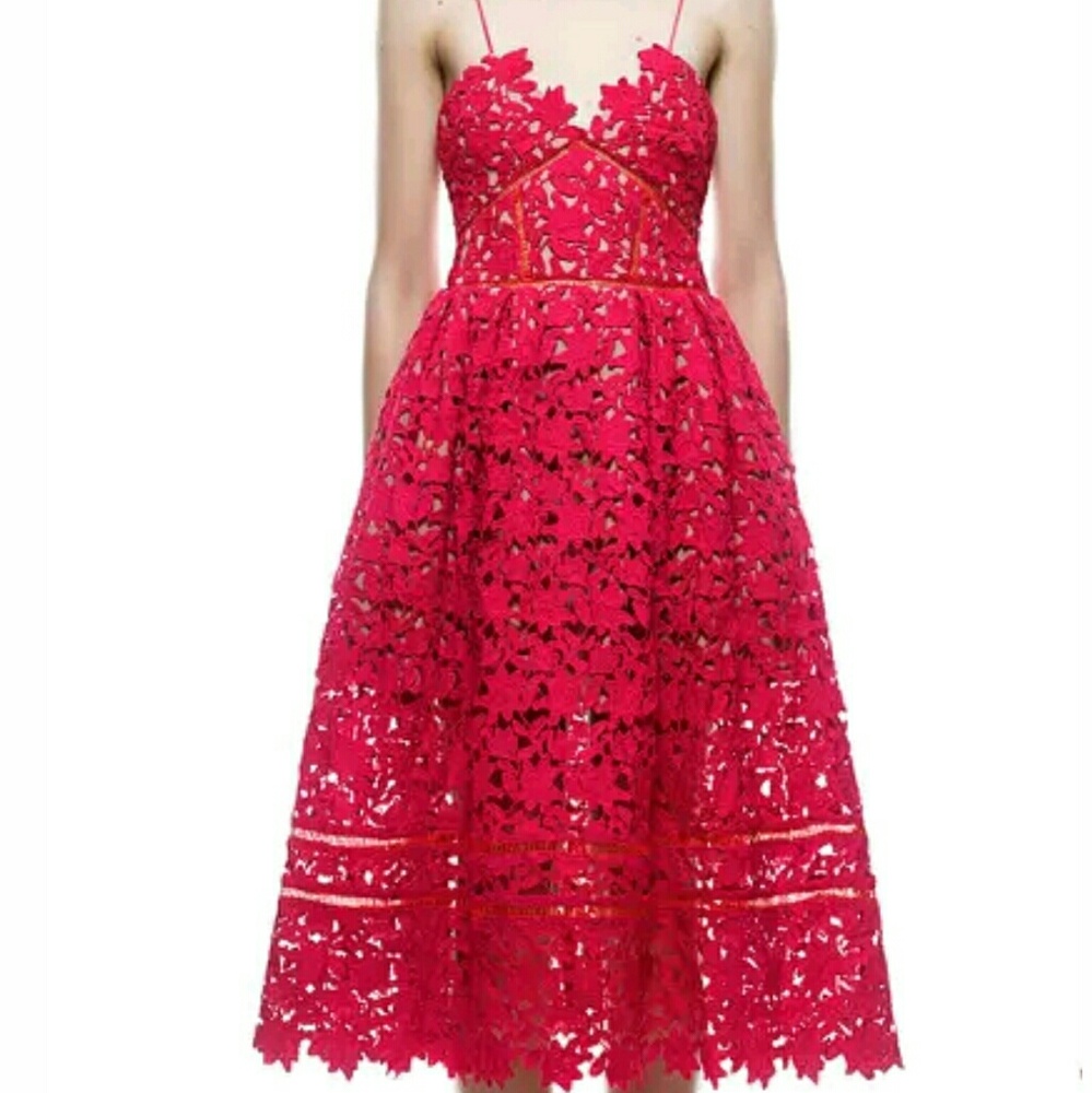 Authentic Self Portrait Red Azaelea Dress