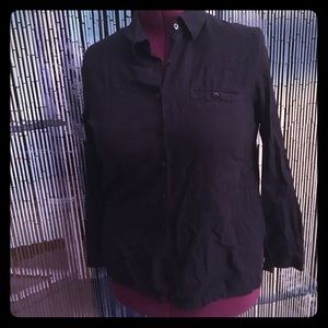 Black linen button down shirt