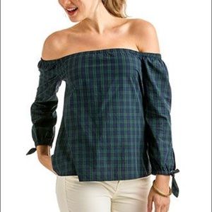 Vineyard Vines Black Watch Off the Shoulder Top