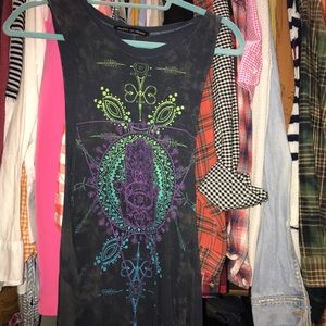 Evil eye henna design, worn, tie dye tunic
