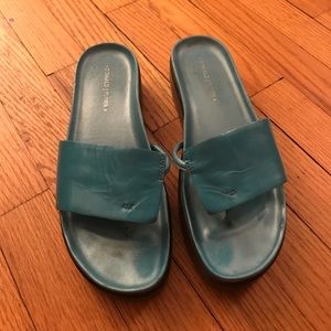 Blue slip ons