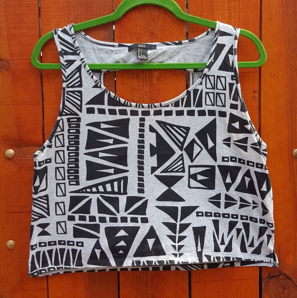 Gray Triangle Tribal Crop Top