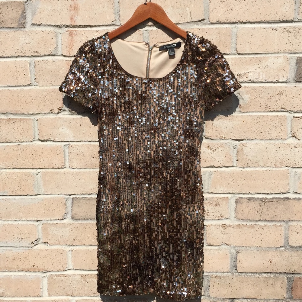 ❌SALE❌Forever 21 gold sequin dress S
