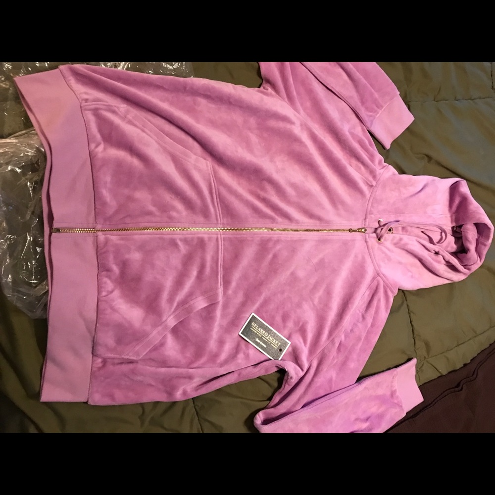 Velour zip front hoodie