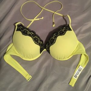 PINK Victoria Secret Lace Halter Swim Top Sz M