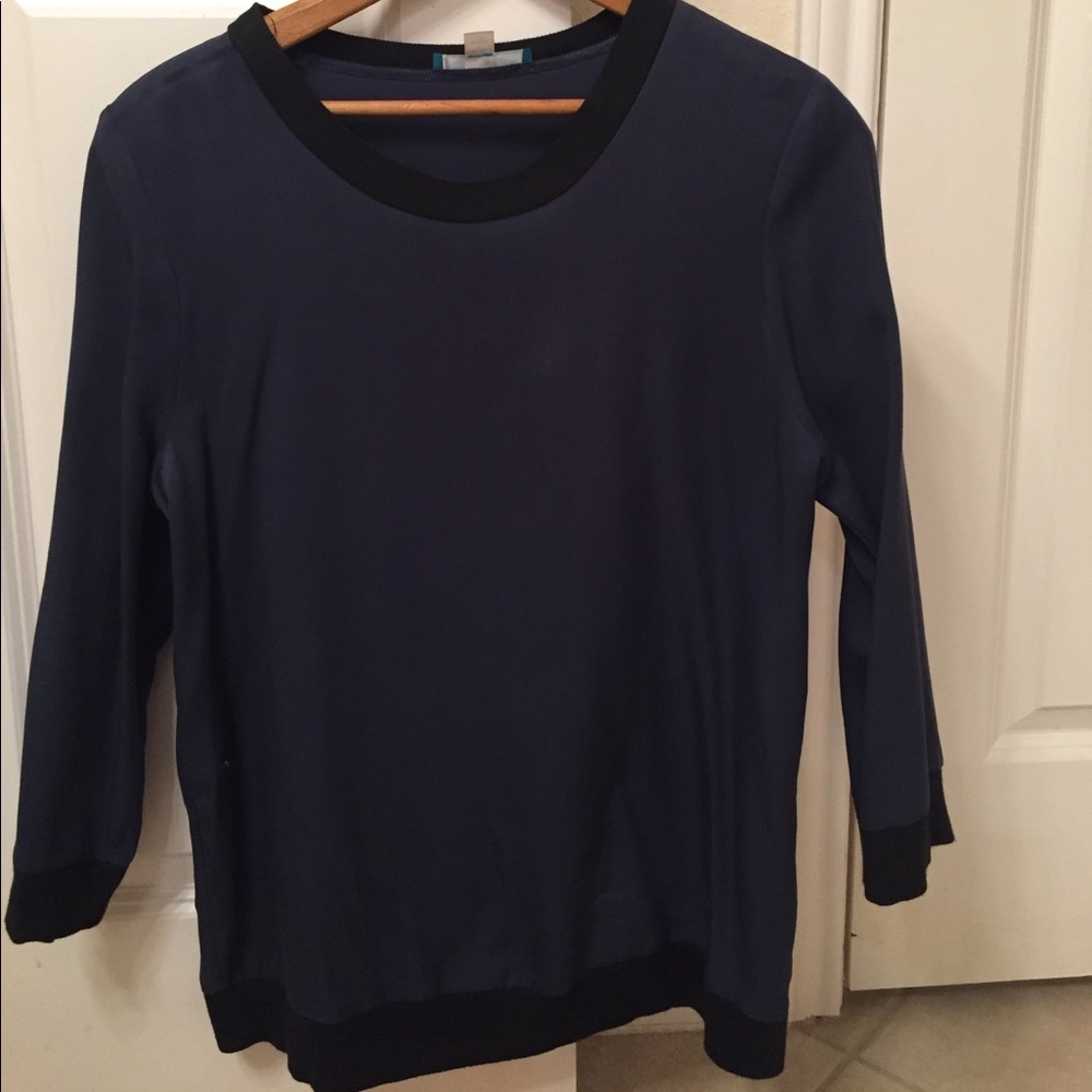 Pim + Larkin Navy Blue Top with Black Detail!