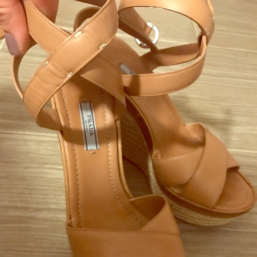 Prada nude wedges