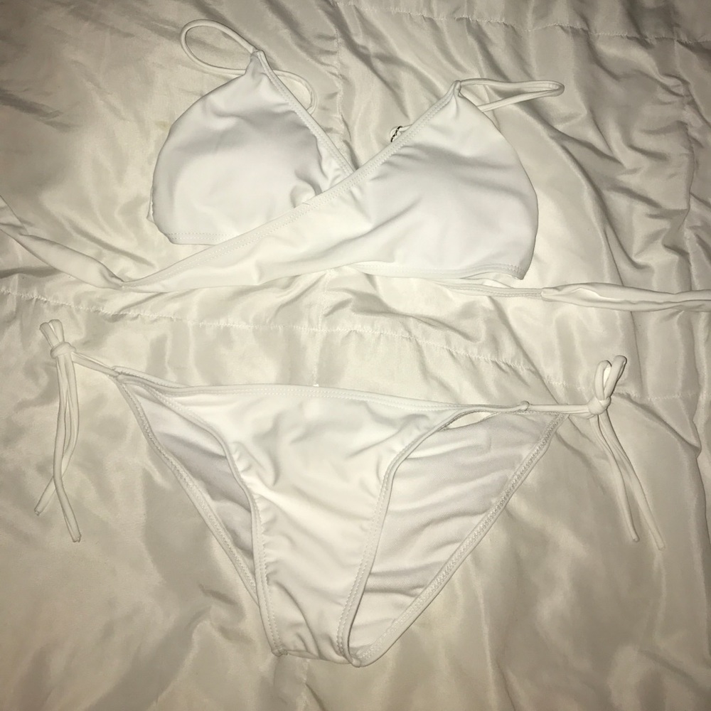 White cross cross tie bathing suit