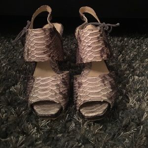 Leather snakeskin pattern heels