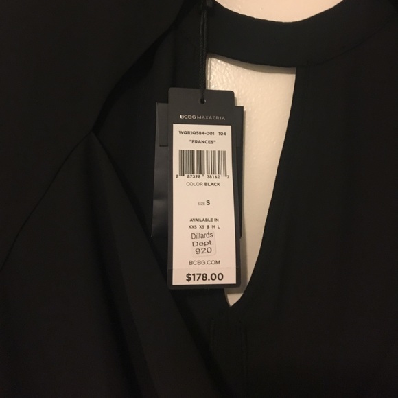 BCBG black long sleeve top with stones on neck - Picture 5 of 5