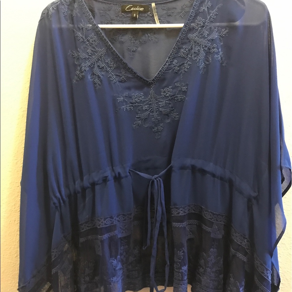 Cecico blue embroidered top