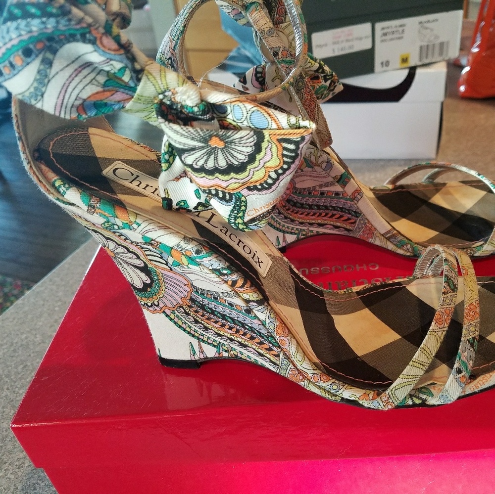 Christian Lacroix Trans Fab wedge heels 10