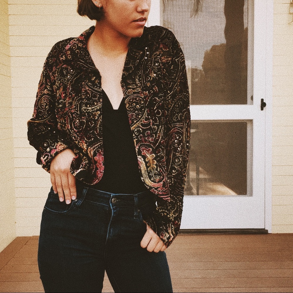 Vintage Embellished Velvet Silk Jacket