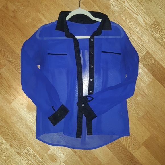 Blue chiffon blouss - Picture 1 of 2